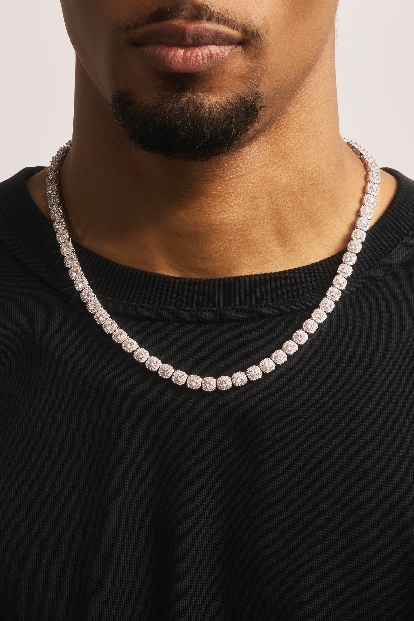 Clustered Tennis Chain - 7mm - White